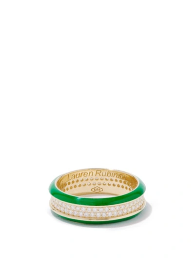 Lauren Rubinski 14-karat Gold, Enamel And Diamond Ring