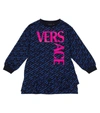 VERSACE LOGO MONOGRAM COTTON SWEATER DRESS,P00611332