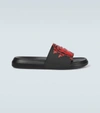 Alexander Mcqueen Men's Heart-print Logo Pool Slide Sandals In Black