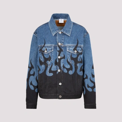 Vetements Flame Printed Denim Jacket In Blue