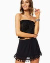 Ramy Brook Stevie Pompom Trim Mini Skirt In Black