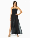 Ramy Brook Calista Smocked Strapless Side-split Coverup Dress In Black