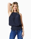 Ramy Brook Sleeveless Lauren High Neck Tank Top In Navy