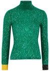 LOEWE GREEN SEQUIN-EMBELLISHED KNITTED TOP,4128042