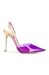 Gianvito Rossi Ribbon 105 Metallic Leather And Pvc Slingback Pumps