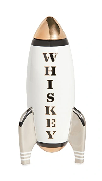 Jonathan Adler Rocket Decanter - Whiskey White W/ Black/gold/silver One Size In Multi