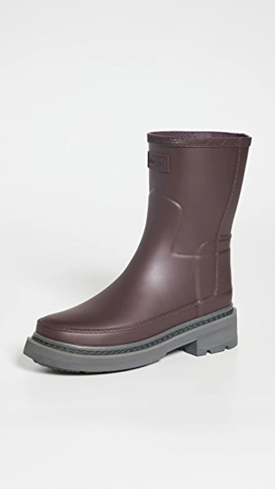 Hunter Women's Refined Stitch Detail Short Rain Boots In Brown