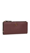 Tory Burch Walker Leather Slim Zip Wallet In Dark Rhubarb