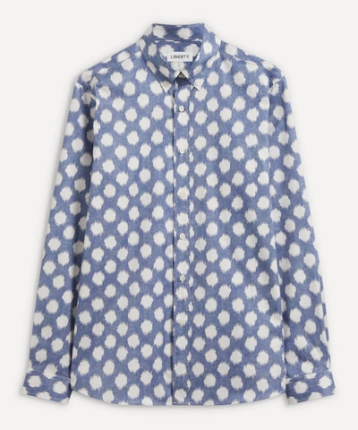 Liberty Spot On Cotton Twill Casual Button-down Shirt In Blue