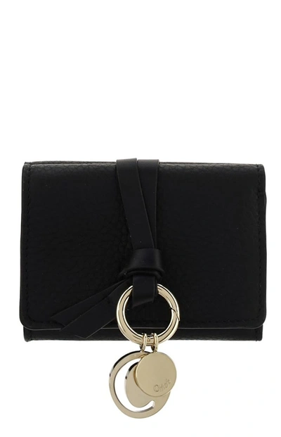 Chloé Alphabet Textured-leather Wallet In Black