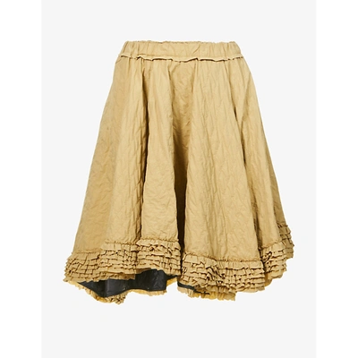 Moncler Genius Womens Brown 1952 High-waisted Ruffled-hem Shell Midi Skirt 6 In Beige