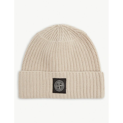 Stone Island Mens Antique Rose Brand-patch Wool Beanie Hat