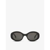 Celine Triomphe Oval Glossy Lenses Sunglasses In Black