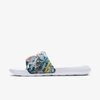 Nike Victori One Tropical Print Sliders In White/multi In Black,white,white