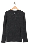 Abound Heathered Henley Top In Grey Charcoal White Nep