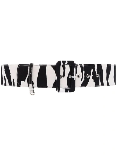 Msgm Zebra-print Buckle Belt In 黑色
