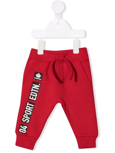 Dsquared2 Babies' Sport Slogan-print Track Trousers In 红色