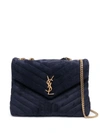 Saint Laurent Loulou Small Monogram Ysl Suede V-flap Shoulder Bag In Blue