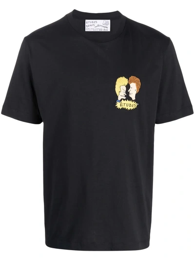 Etudes Studio Logo Crew-neck Organic Cotton T-shirt In Black