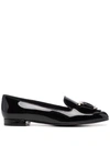 Ferragamo Gancini Bow-embellished Loafers In 黑色