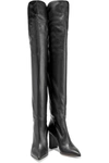 GIANVITO ROSSI MORGAN 85 LEATHER THIGH BOOTS,3074457345631695849