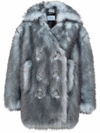 Prada Double-breasted Faux-fur Coat In 灰色
