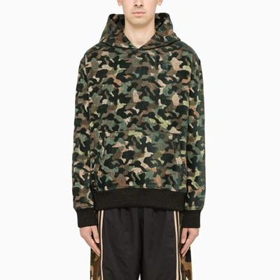 Just Don Camouflage Cotton Blend Hoodie In Green