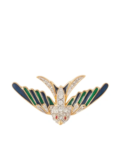 Pre-owned Susan Caplan Vintage 1990s D'orlan Swallow Brooch In Gold