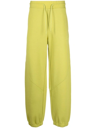 Msgm Logo-embroidered Cotton Track Pants In Green