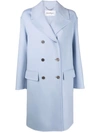 Ferragamo Double-breasted Button Coat In Blue