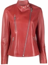 Ferragamo High-neck Leather Jacket In Red