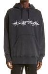 GIVENCHY RAISED LOGO BARBED WIRE GRAPHIC HOODIE,BMJ0D53Y69