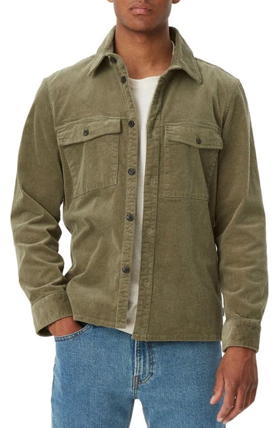 Les Deux Laurel Hybrid Stretch Corduroy Shirt Jacket In Olive Green