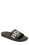 Hugo Boss Bay Slide Sandal In Beige Print