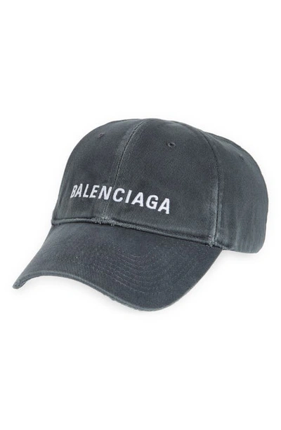 Balenciaga Embroidered Logo Organic Cotton Baseball Cap In Тёмно-серый