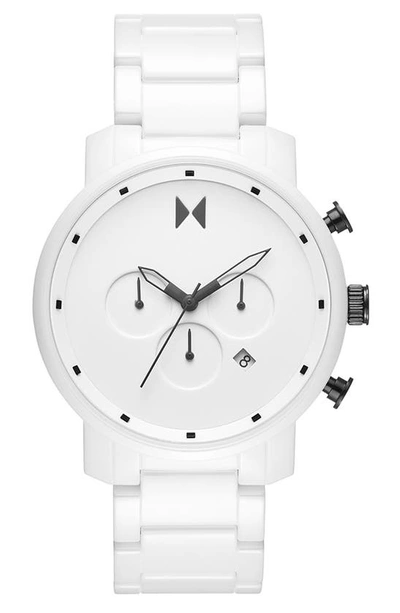 Mvmt Chrono White Ceramic Bracelet Watch 45mm