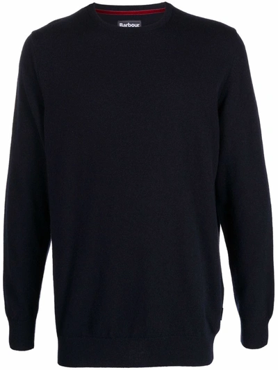 Barbour Fine-knit Ribbed-trim Jumper In Blue