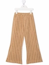 LONGLIVETHEQUEEN TEXTURED-STRIPE FLARED TROUSERS