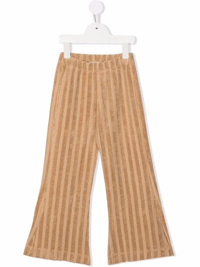 Longlivethequeen Kids' Textured-stripe Flared Trousers In Neutrals