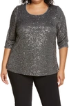 Alex Evenings Sequin Tunic In Charcoal
