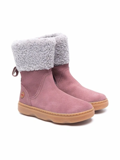 Camper Kido Faux-shearling Boots In Pink
