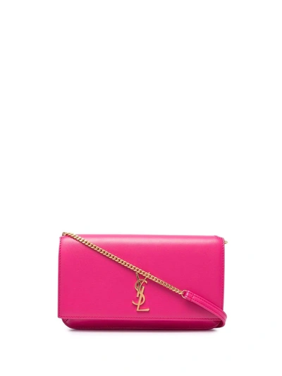 Saint Laurent Monogram Phone Shoulder Bag In Fuxia Couture