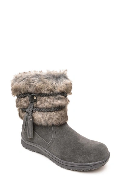 Minnetonka Everett Water Resistant Faux Fur Boot In Charcoal