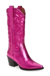 Jeffrey Campbell Dagget Western Boot In Fuchsia Metallic Leather