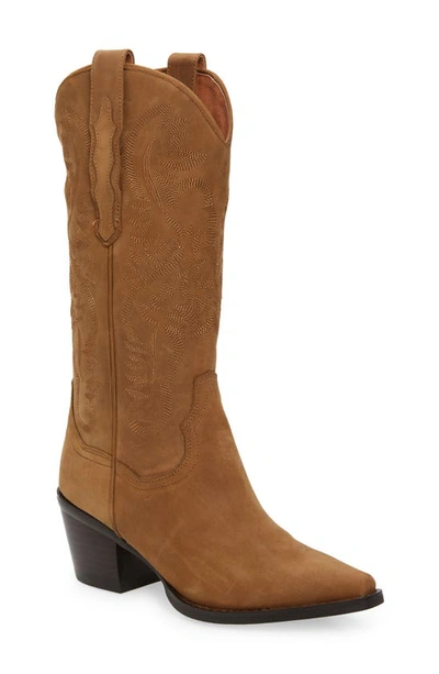 Jeffrey Campbell Dagget Western Boot In Brown Washed Leather