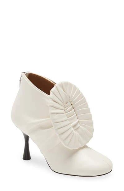 Loewe Pleated-buckle Leather Ankle Boots In White
