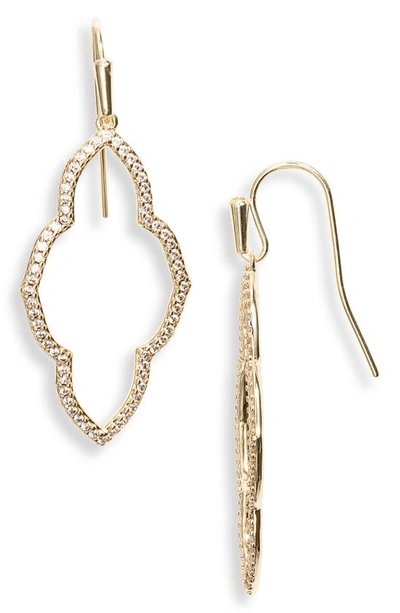 Kendra Scott Cubic Zirconia Small Open Frame Drop Earrings In Gold Metal