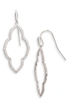 Kendra Scott Cubic Zirconia Small Open Frame Drop Earrings In Rhodium Metal