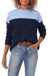 Vince Camuto Extend Shoulder Colorblock Sweater In Classic Navy