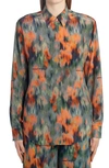 Off-white Abstract Floral Print Silk Shirt In Multicolor